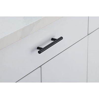 Matte Black Brass Bar Pull with Mounting Hardware