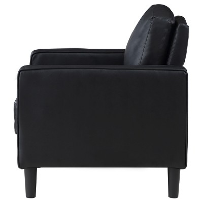 Ruth Black Faux Leather Transitional Accent Chair