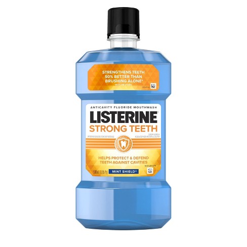 Listerine Strong Teeth Mint Shield Anticavity Fluoride Mouthwash 16 9 Fl Oz Target