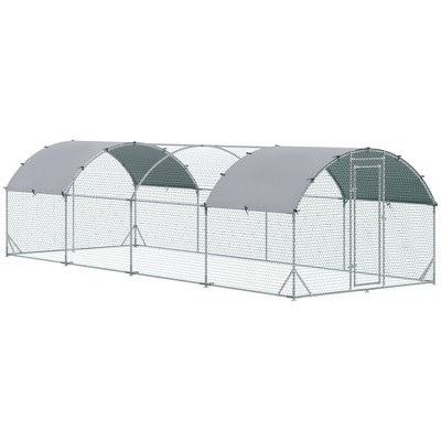 PawHut Large Metal Chicken Coop, Walk-in Chicken Run with Waterproof and Anti-UV Cover for Yard, Duck, Rabbit