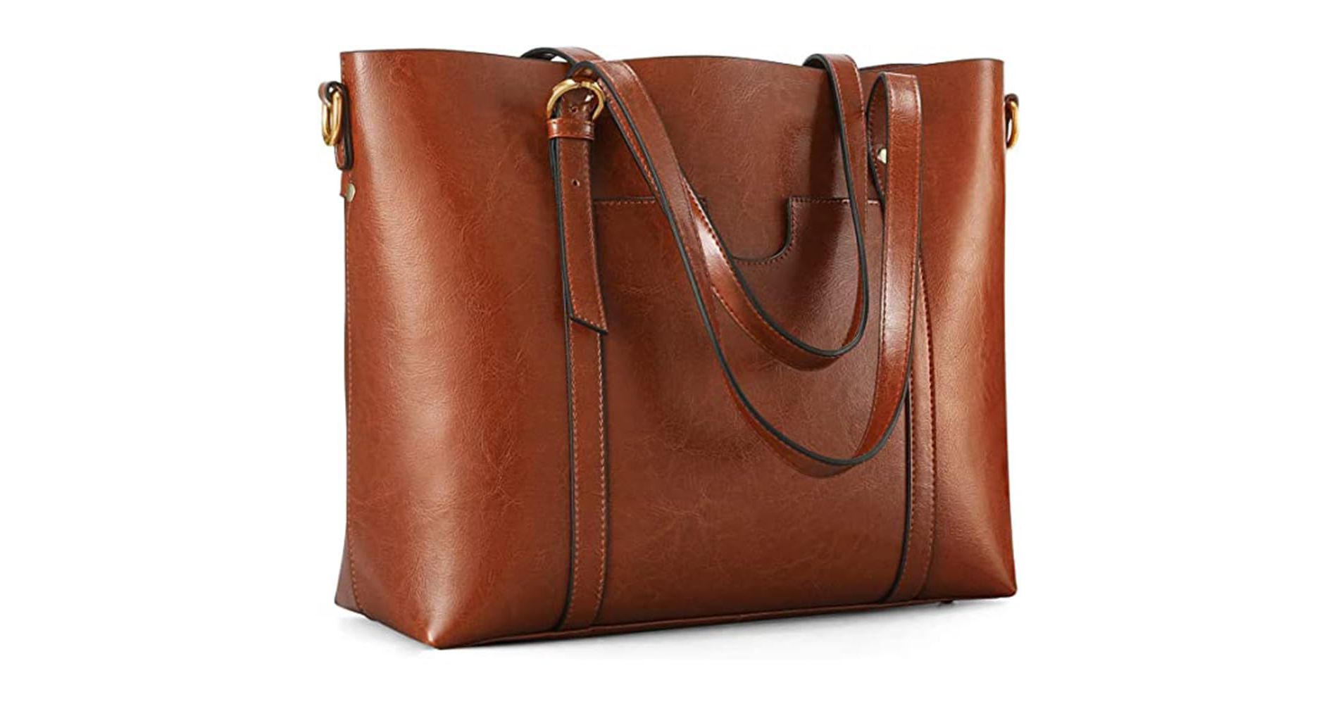 Genuine Leather Women Tote Bag Soft Handbags Vintage Shoulder Purses Fashion Top Handle Bag Large Capacity (Dark Brown)