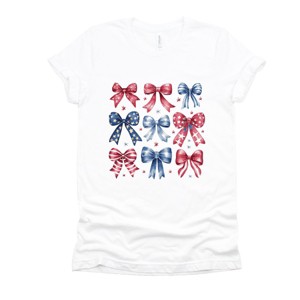 Simply Sage Market Coquette Bow Chart Stars And Stripes Short Sleeve Tee - 1 of 4