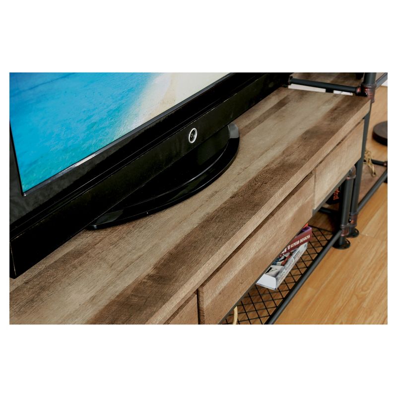 4pc Stonehedge Industrial Pipe Inspired Entertainment Console Black/Natural - HOMES: Inside + Out, 4 of 6