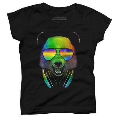 Girl's Design By Humans DJ Panda By clingcling T-Shirt
