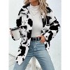 Women's Cow Print Double-Sided Fleece Button Cardigan Pocket Coat - 3 of 4