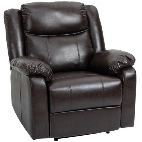 Manual Recliner Armchair PU Sofa Chair w/ Adjustable Leg Rest & 135°  Reclining