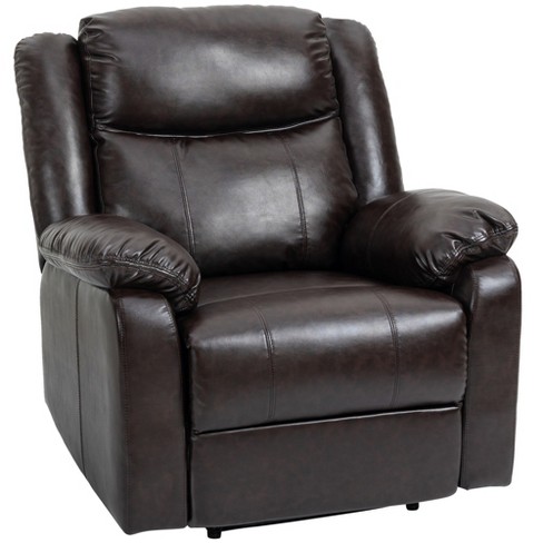 Homcom Pu Leather Manual Recliner With Thick Padded Upholstered Cushion And  Retractable Footrest, Brown : Target