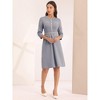 Hobemty Women's Elegant Office 3/4 Sleeve Tweed Trim Round Neck A-Line Dress - 3 of 4