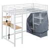 TiramisuBest Twin Size Loft Metal Bed with Desk,Shelves,Power Outlet,LED Light and Wardrobe - 4 of 4