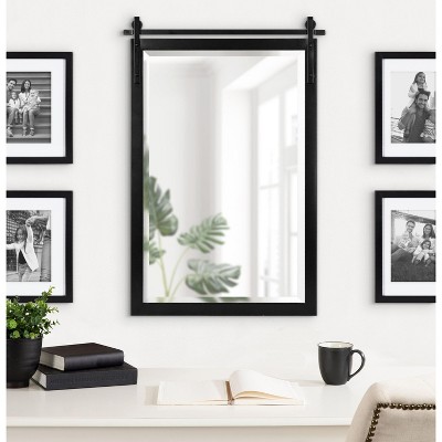 Chadbolt Black Rectangular Wall Mirror with Iron Bracket