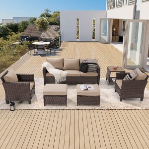 Sonkuki 6-Piece Patio Conversation Set with Side Table - 1 of 4