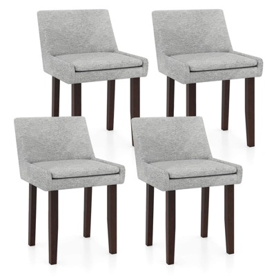 Tangkula Modern Dining Chair Set of 4 w/ Mid Back & Cushioned Seat Solid Wood Legs