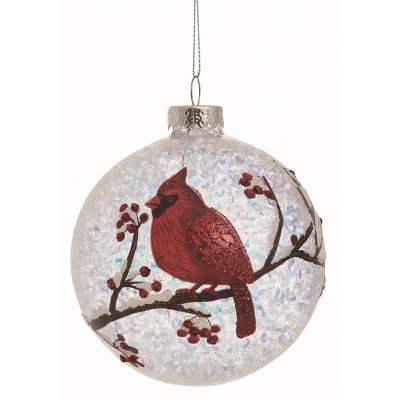 Transpac Glass Clear Christmas Cardinal Glitz Ornament