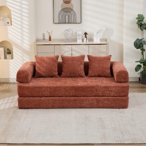 Comfy Folding Mattress Couch - Green Chenille Floor Sofa Bed
