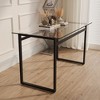 CENGHU 51" Rectangular Dining Table, Modern Minimalist Rectangular Glass Dining Table for 6,  Kitchen Table with Glass Tabletop and Metal Legs - 2 of 4