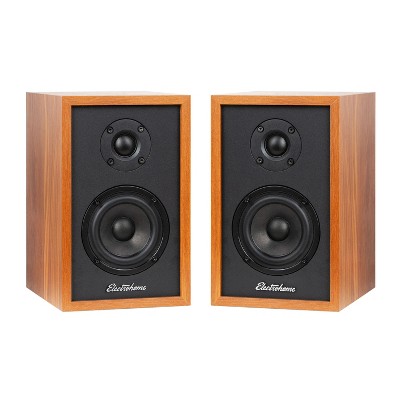 Electrohome Berkeley 2.0 Stereo Powered Bookshelf Speakers with Built-in Amplifier, 3" Drivers, Bluetooth 5, RCA/Aux - Teak