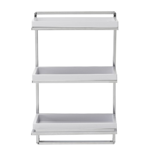 2-Tier Wall Mount Shower Organizer Storage Towel Rack in Chrome