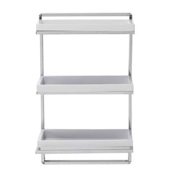 10.5" x 16" 3 Tier Wall Shelving Unit with Towel Rack and Trays Chrome/White - Danya B.