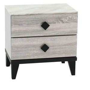Gulches Contemporary Cream Nightstand, Stylish Bedside Table with Drawers, Pine/Plywood Build, Unique Legs (23"W x 15"D x 24"H) - 1 of 4