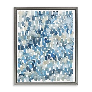 Stupell Industries Coastal Tile Abstract Soft Blue Beige Shapes Floating Frame Canvas Art - 1 of 4