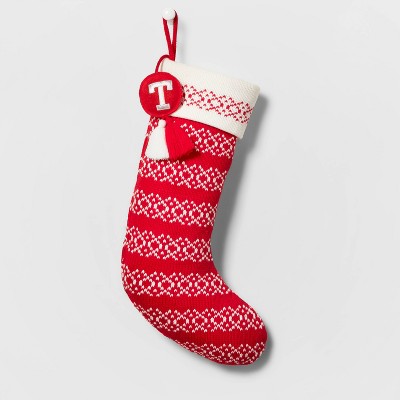 Knit Fair Isle Monogram Christmas Stocking Red/White - Wondershop™