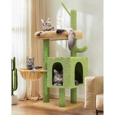 Heybly Cactus Cat Tree Tower for Indoor Cats| 46-Inch Sturdy Cat Condo for Multiple Adult Cats