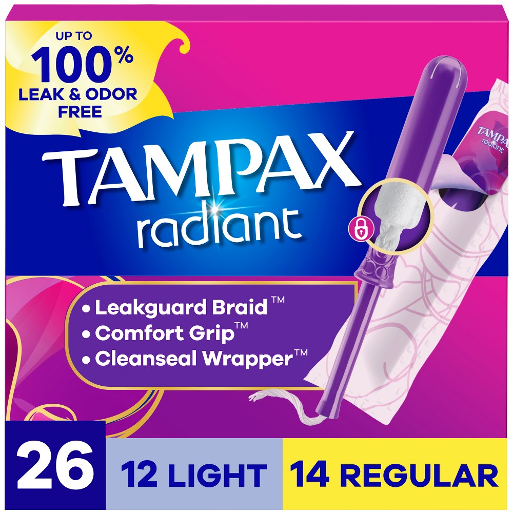 Photos - Menstrual Pads Tampax Radiant Duo-Pack Light/Regular Absorbency Unscented Tampons - 26ct 