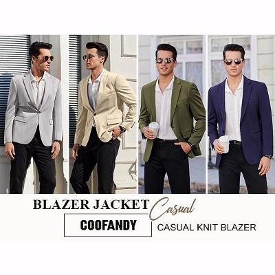 COOFANDY Mens Blazer Jacket One Button Casual Suit Jackets Stretch Knit Sport Coat Black L — фото 7