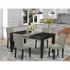 Rectangle Kitchen Table Set 5 Piece - 42x60 Inch Table with Chairs - Linen Fabric Dining Set - Black Legs - 2 of 4