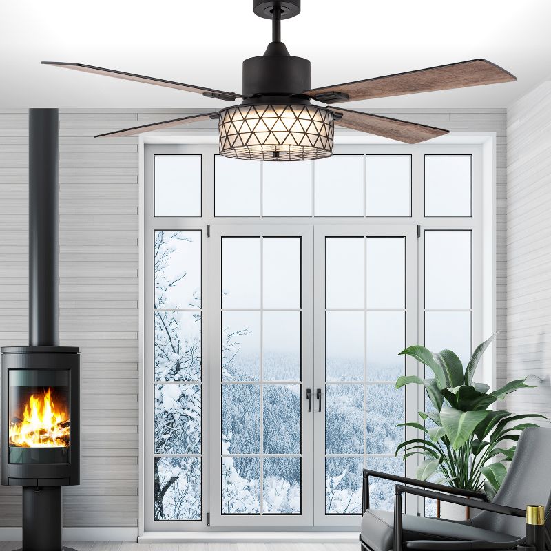 52&#34; Ellie Oil-Rubbed Bronze Metal and Glass Lighted Ceiling Fan - River of Goods, 5 of 15