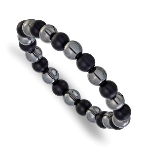Chisel Stainless Steel 8-8.25mm Agate and Hematite Beaded 6.25" Stretch Bracelet - 1 of 4
