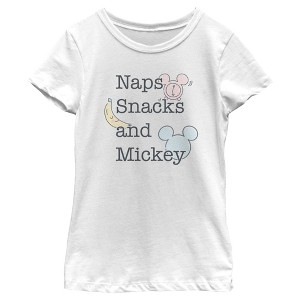 Girl's Mickey & Friends Naps Snacks Mickey T-Shirt - 1 of 4