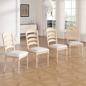 MAYEERTY 4-Piece Vintage Upholstered Dining Chairs, Serrated Backs, Dining Room, Natural - 1 of 4