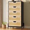 5 Drawer Dresser for Bedroom, Natural Rattan Modern Wooden Dresser, Farmhouse Storage Cabinet Chest - 2 of 4