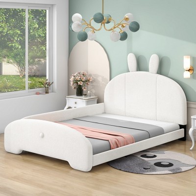 Full Size Upholstered Platform Bed With Cartoon Ears Shaped Headboard ...