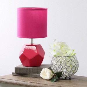 Simple Designs 10.24" Round Geometric Prism Mini Table Lamp with Matching Fabric Shade - 1 of 4
