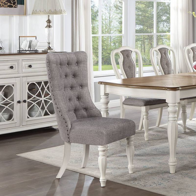 22.38&#34; Florian Dining Chair Gray Fabric and Antique White Finish - Acme Furniture, 1 of 12