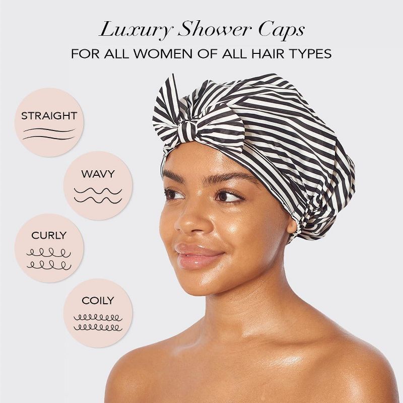 Kitsch Luxury Shower Cap - Stripe, 3 of 14