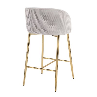 Gold Metal and Silver Velvet Counter Stools Set of 2