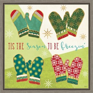 Amanti Art Winter Wishes IV (Mittens) by Veronique Charron Canvas Wall Art Print Framed 16 x 16-in. - 1 of 4