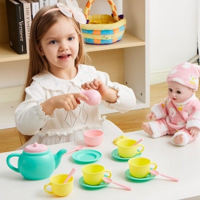 Colorful 18-Piece Plastic Kids Tea Party Set