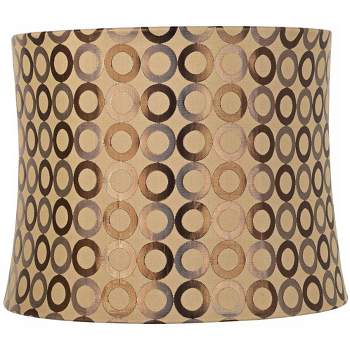 Springcrest Copper Circles Medium Drum Lamp Shade 13" Top x 14" Bottom x 11" High (Spider) Replacement with Harp and Finial