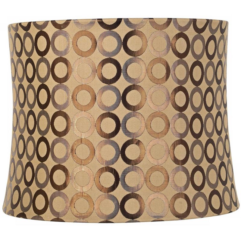 Springcrest Copper Circles Medium Drum Lamp Shade 13" Top x 14" Bottom x 11" High (Spider) Replacement with Harp and Finial, 1 of 9