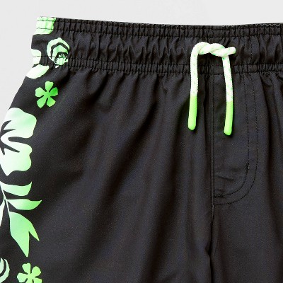 Cat & Jack Boys' Ombre Hibiscus Side Seam Swim Trunks – Cat & Jack™ Black/Green/Blue L — фото 4