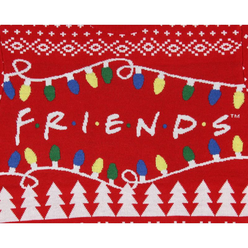 Friends TV Series Men's Logo And Holiday Lights Ugly Christmas Sweater, 3 of 6