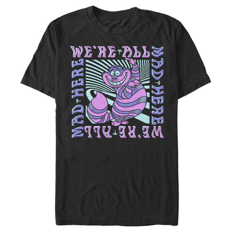 Men's Alice in Wonderland We're All Mad Here, Cheshire Cat T-Shirt, 1 of 6