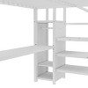 TopComfy Beds Queen Size Loft Bed with L Shaped Desk and Metal Frame with Wardrobe and Adjustable Shelf for Bedroom, White, 62.99"*68.9"*179.46" - 3 of 4