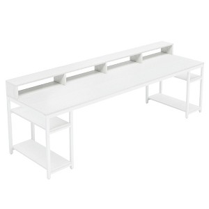 Resenkos Computer Desk, Office Desk, Study Desk,Two Person Desk, 78.7" Computer Desk With Monitor Stand and 4 Open Shelf,White - 1 of 3