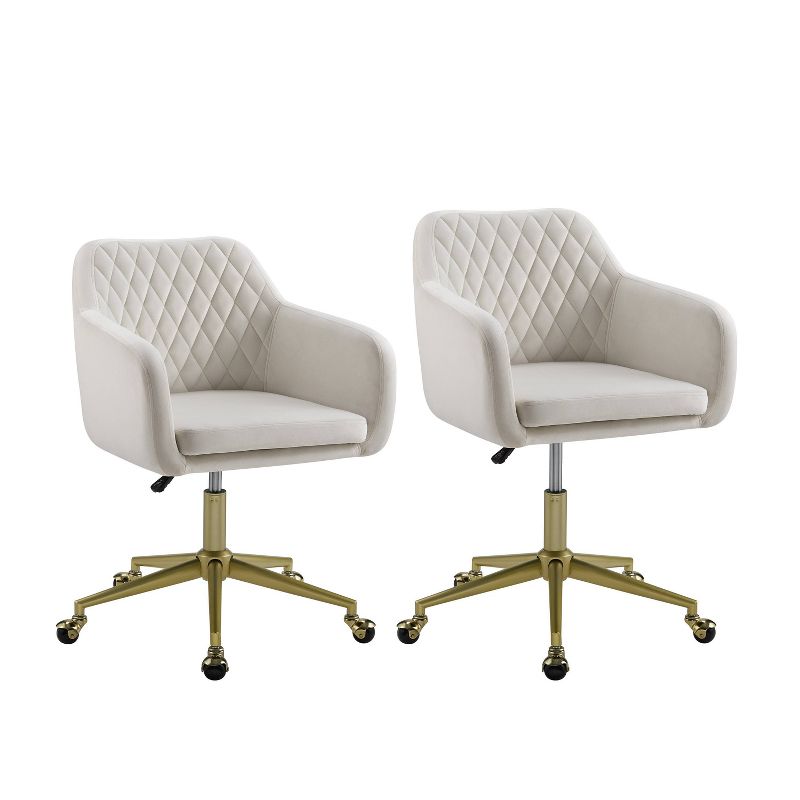 Imogen Modern Swivel Office Desk Chair Off-White - Linon, 5 of 12