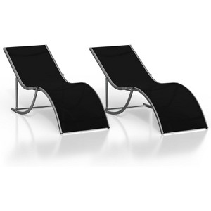 homfan Patio Lounge Chairs Set of 2 - S-Shaped Ergonomic Design, Quick-Dry Textilene Fabric, Aluminum Frame - All-Weather Chaise Lounge - 1 of 4